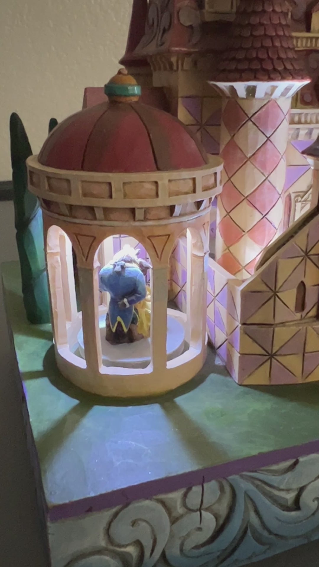 Jim Shore Disney Traditions - Enchanted Kingdom Beauty and the Beast  Musical Light Up Castle Figurine (No Box)